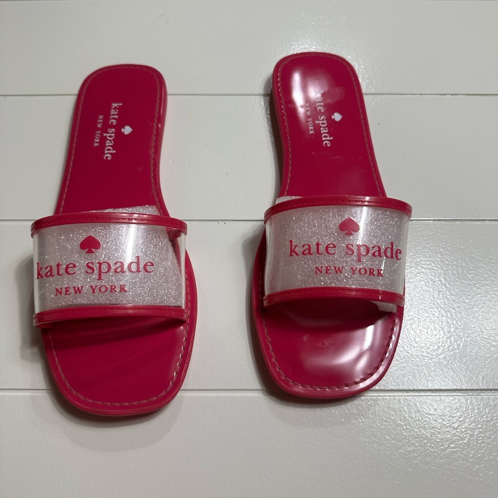Kate Spade Fuchsia Slide Sandals with Clear Strap
